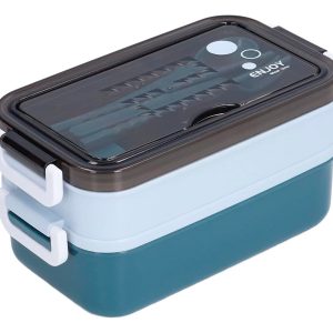 Lancheira com Garfo e Colher Bento Box de Plástico