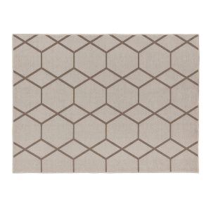 Tapete Desenhado Hexagonal Bege